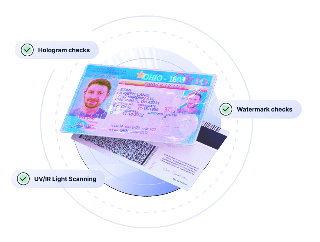 ID being authenticated with ultraviolet light